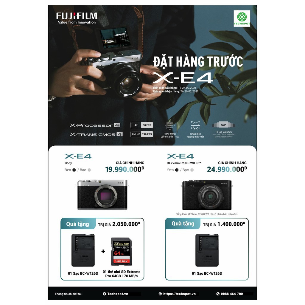 Máy Ảnh Fujifilm X-E4 - Chính Hãng Fujifilm Việt Nam- Bảo Hành Toàn Quốc 24 Tháng