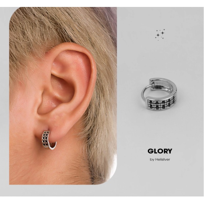 Khuyên tai bạc nam, nữ HeliSilver Glory - Đá Trắng KTB103