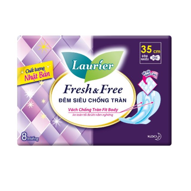 LAURIER&lt;br&gt;&lt;br&gt;Băng Vệ Sinh Laurier Fresh &amp; Free Đêm 35cm 8 Miếng