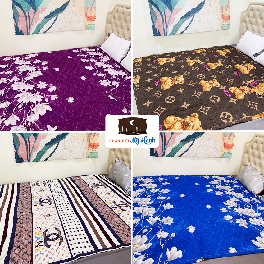 Chăn hè Cotton Poly trần bông 3 lớp nhiều mẫu nhẹ thấm hút mồ hôi tốt kích thước 1m7x2m