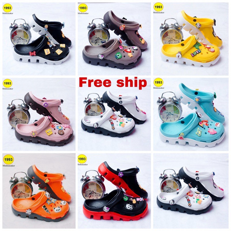 ▨Dép CrosS, Cross Nam Nữ Freeship Loại Xịn Nhất Đế Cao ( Tặng 12 stiker + Hộp Cá Sấu )