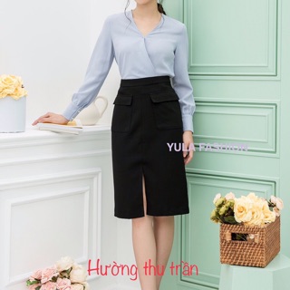 Chân Váy Midi Xẻ Tà 🌸FREESHIP🌸 Chân váy dáng suông thời trang công sở túi hộp