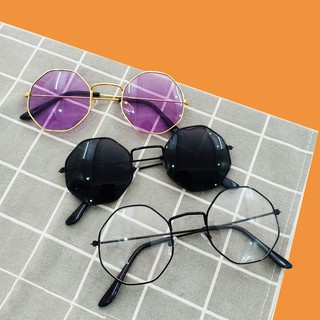 Kính lục giác tròn gọng nhỏ cho nữ - kính râm thời trang siêu dễ thương