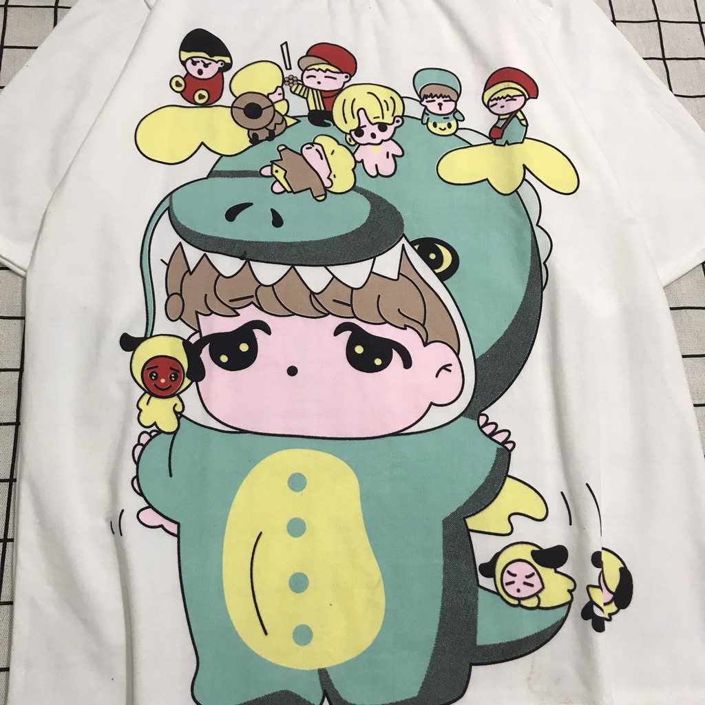 Đồ Bộ Hoạt Hình Unisex Tiểu Khủng Long Anime Tay Lỡ Lapi VN, Set Cartoon, Freesize, Thun Cotton, Nam Nữ Đều Mặc Được