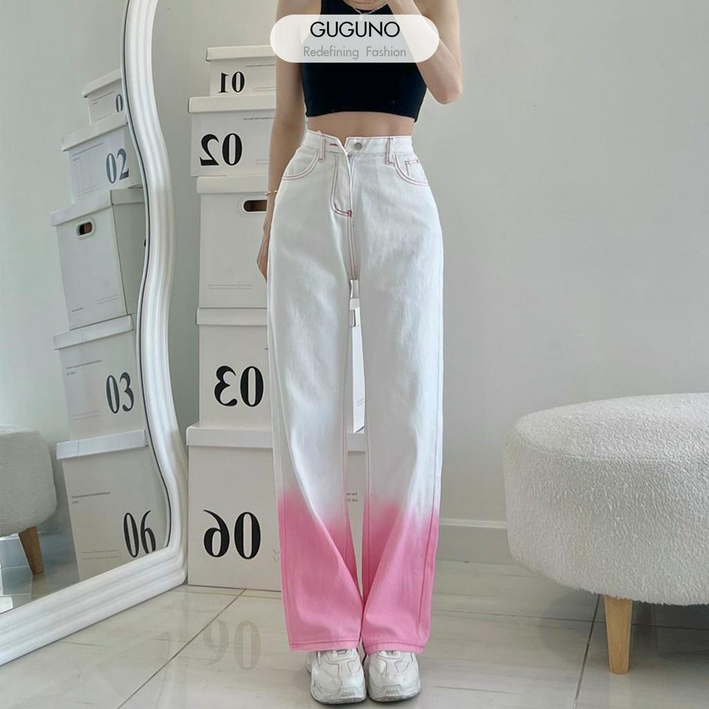 Quần jeans nữ ống rộng GUGUNO