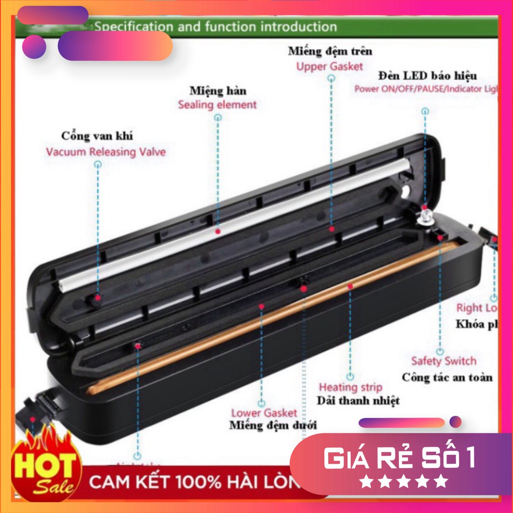 Máy Hút Chân Không Thực Phẩm Kèm Hàn Miệng Túi Vacuum Sealer ( tặng 10 túi hút )  BBZ Store