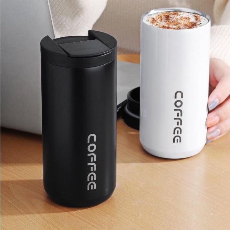 Ly giữ nhiệt coffee 550ml, bình đựng nước giữ nhiệt cute mini cao cấp inox 304 - Lotor L002