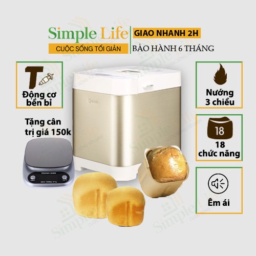 [FreeShip - Bảo Hành] Máy làm bánh mì tự động (nhồi bột, ủ, nướng) kèm 18 chức năng và màn hình cảm ứng cao cấp