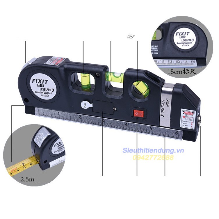 Thước - ni vô laser đa năng fixit Là công cụ chuyên dùng để lấy cân bằng, vạch đường bằng tia laser với độ chính xác cao
