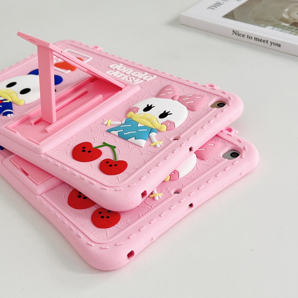 Ốp Máy Tính Bảng Silicon Hình Vịt Donald Hoạt Hình Có Dây Đeo Cho ipad 234 2019pro / 2020 / 2018 / 2017 / mini1 2 3 4 5 / air12 Plus Chống Rơi