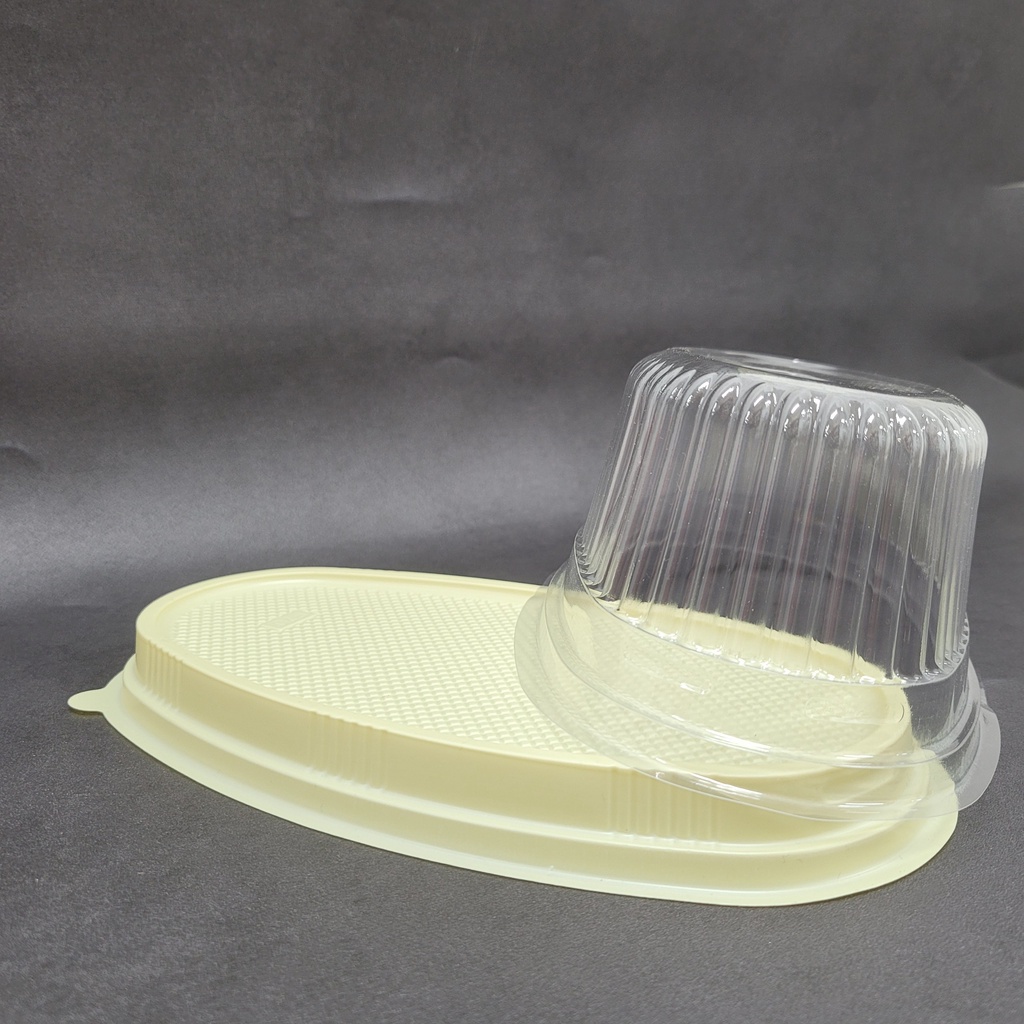 Set 25 hộp nhựa đựng bánh bông lan hình oval F70 (Đế Đen hoặc Đế Vàng) - Đại Vạn Phát