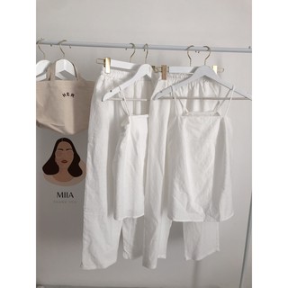 set áo 2 dây quần dài chất đũi mỏng có sẵn