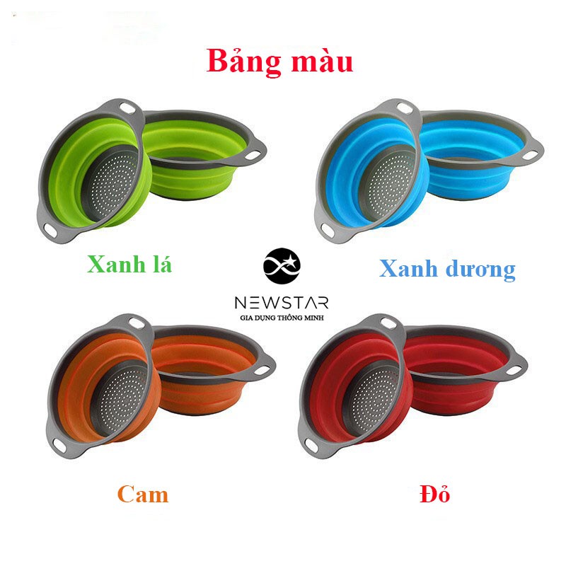GIÁ SỈ] Bộ 2 rổ nhựa Silicon gấp gọn cực tiện lợi, Set 2 rổ gấp gọn silicon, Rổ rá gập gọn bằng nhựa silicon