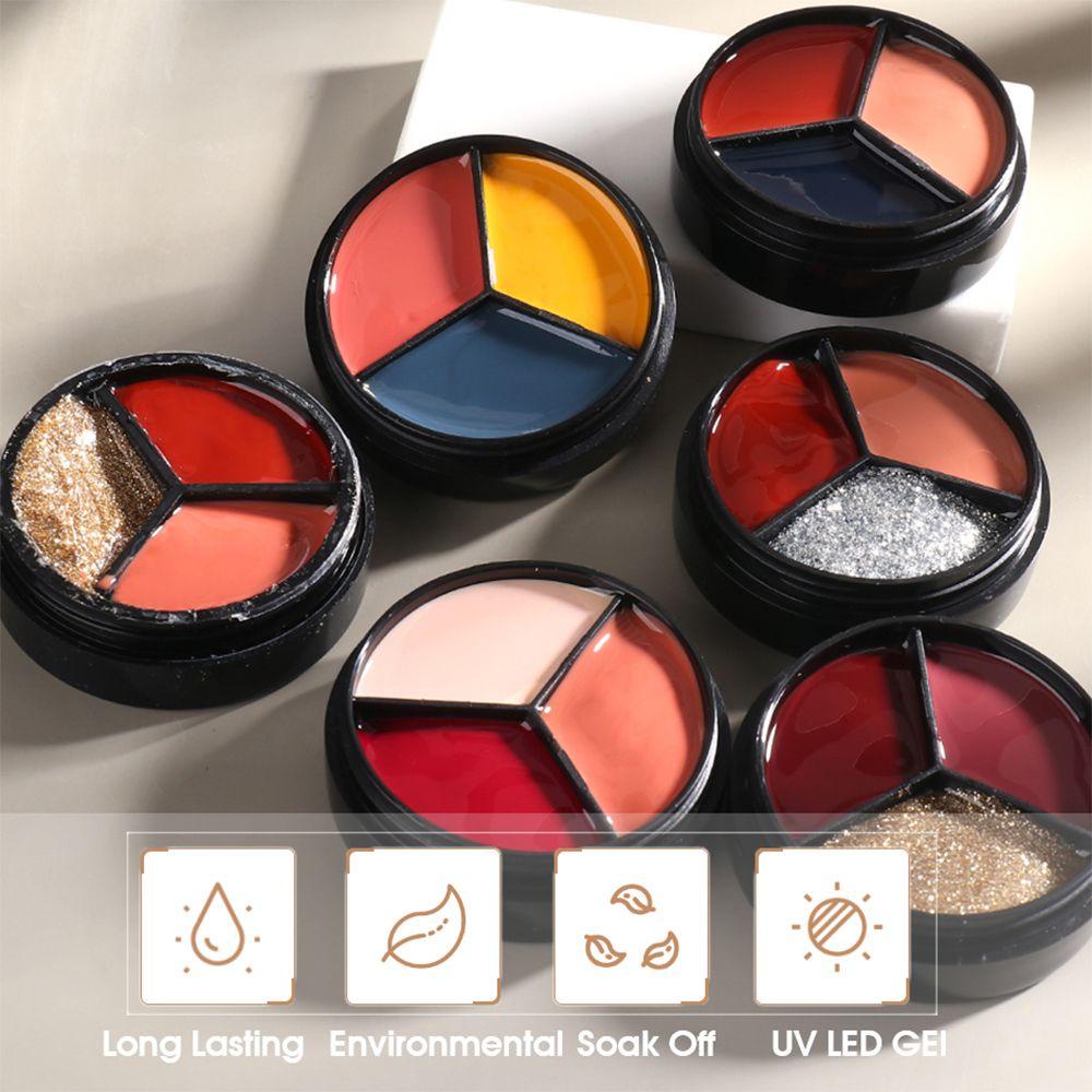 XIANSTORE Hot 3 Colors in 1 UV Nail Gel Reflective Glitter Gel Solid Cream Gel Semi-Permanent Soak Off Varnishes for Manicure Polish