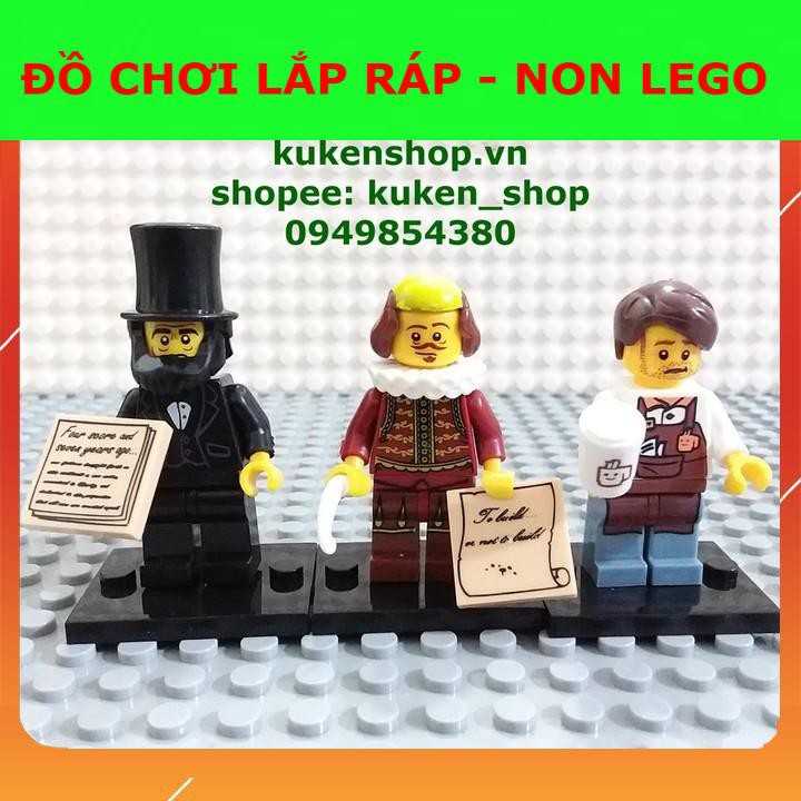 Đồ Chơi  Minifigures Nhân Vật Tổng Thống Mỹ Abraham Lincoln William Shakespeare Bồi Bàn