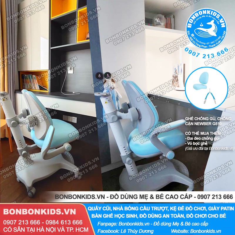 Bộ Bàn Ghế Học Sinh Chống Gù Cao Cấp Newber G510 ( Ghế mới tay gập, 2 lưng) | BigBuy360 - bigbuy360.vn
