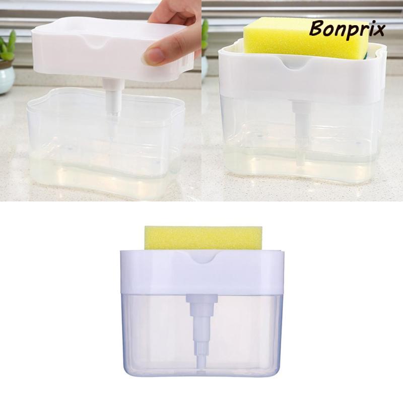 Bình Đựng Xà Phòng Rửa Chén Có Vòi Bơm Và Giá Đỡ Bọt Biển Tiện Dụng Cho Nhà Bếp