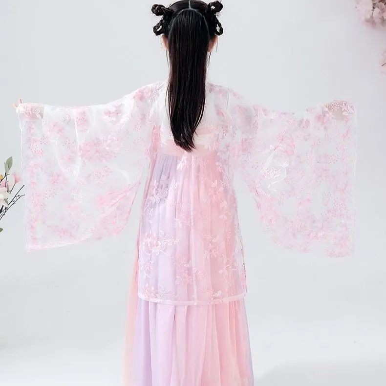 váy trẻ emváy dài◙Trẻ em Trang phục Hanfu Nữ Tiên Phong cách Trung Quốc cổ đại Học sinh tích Áo lót chảy Spring