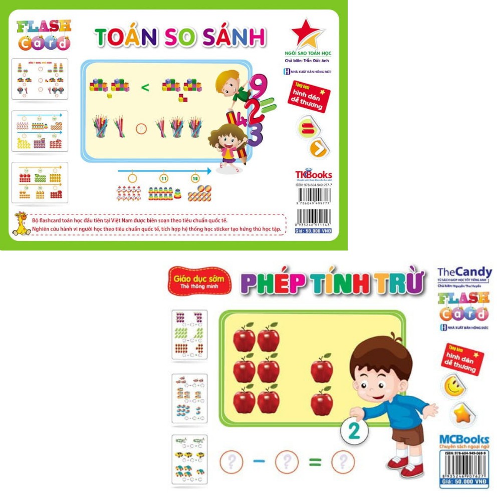 Combo Flashcard Phép Tính Trừ Và Toán So Sánh Giáo Dục Sớm Cho Trẻ