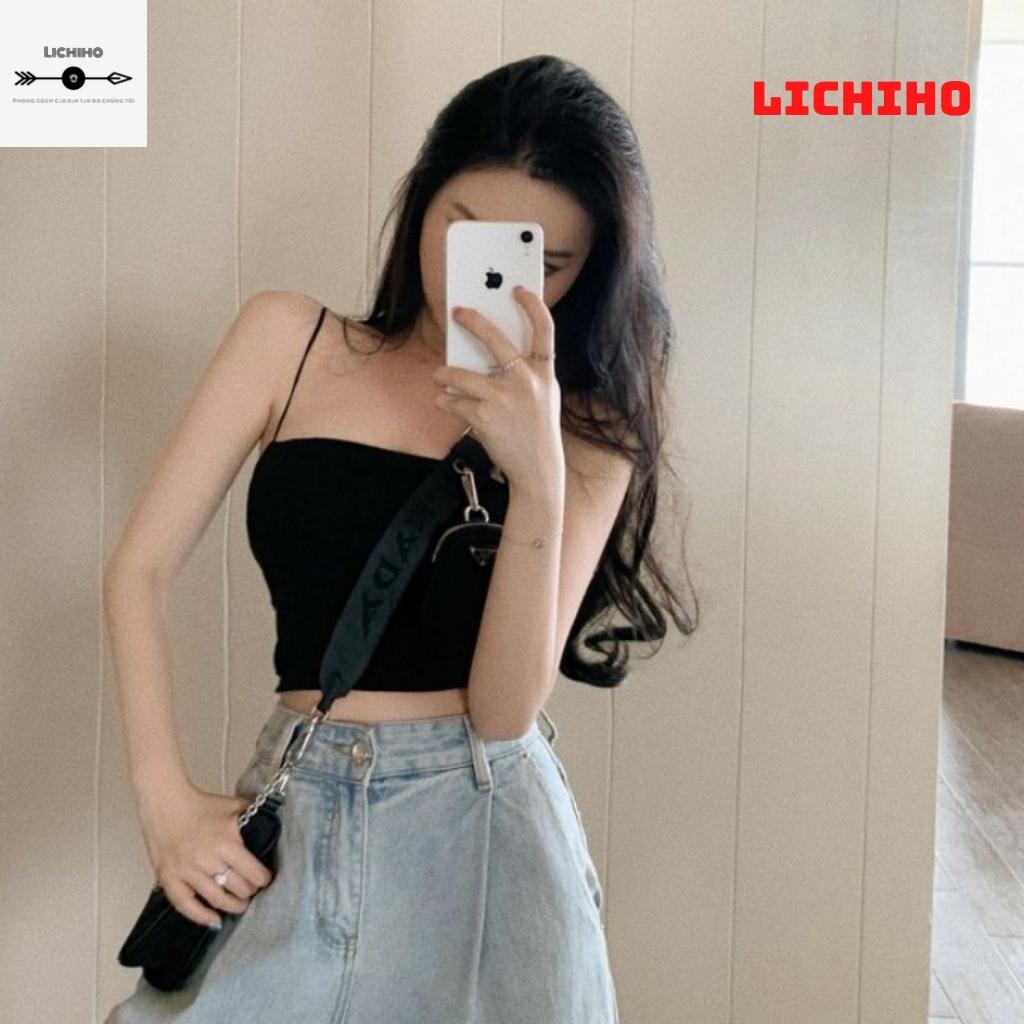 Áo croptop nữ hai dây sợi bún kiểu sexy ôm body CT09 LICHIHO siêu đẹp hottrend quyến rủ | BigBuy360 - bigbuy360.vn