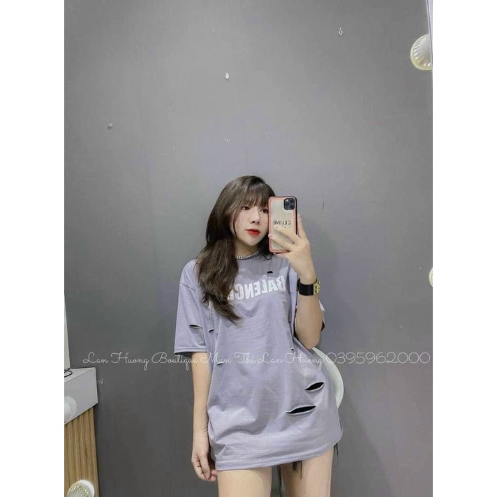 Áo phông rách cá tính in chữ