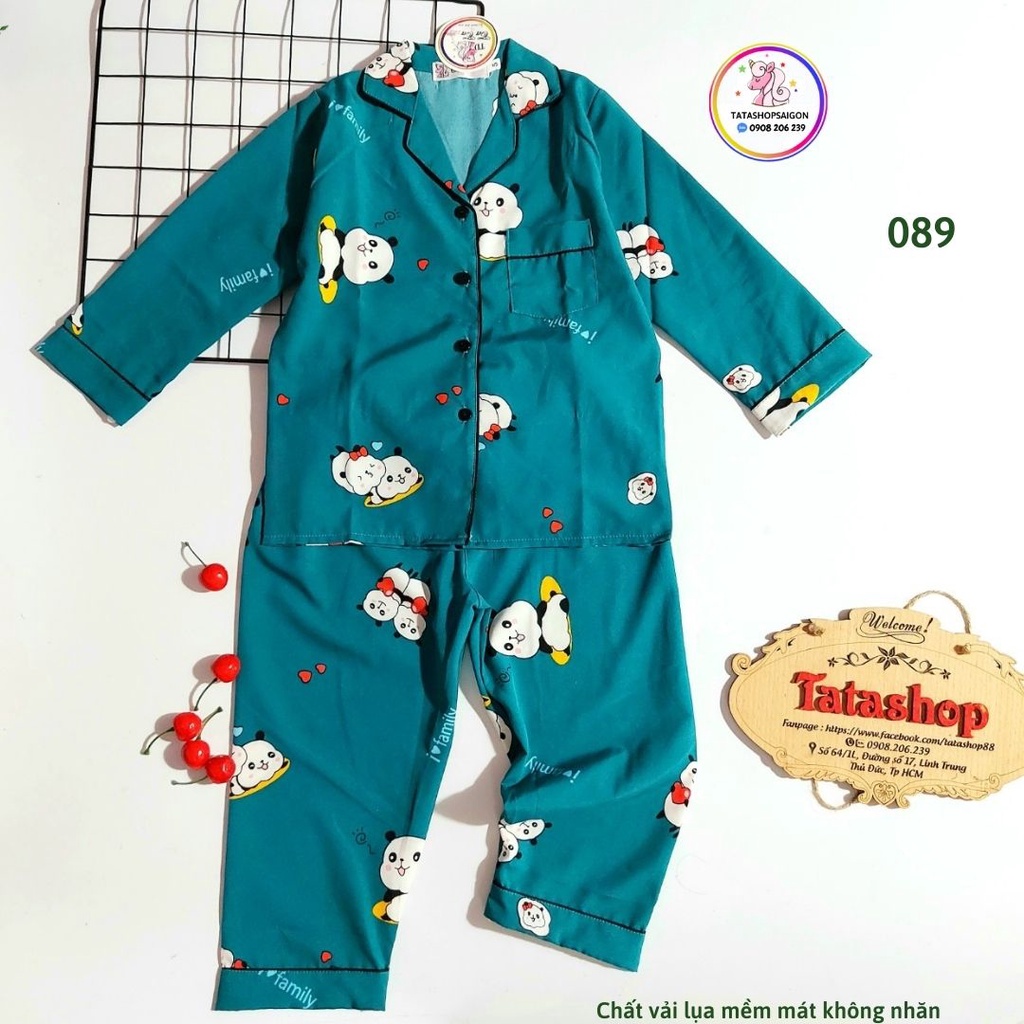 Bộ pijama dài tay thu đông cho bé trai bé gái size đại chất lụa mềm mịn 089