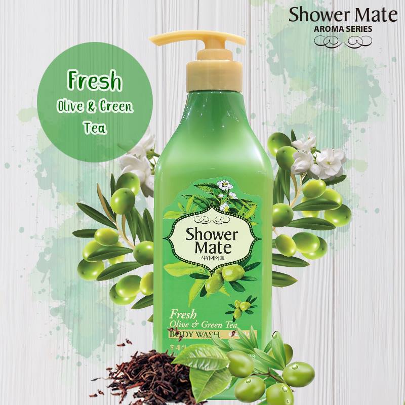 Sữa tắm Tinh chất Dầu Ô Liu & Trà Xanh ( Giảm lão hóa da ) - Olive & Green Tea Shower Mate Hàn Quốc 550ml