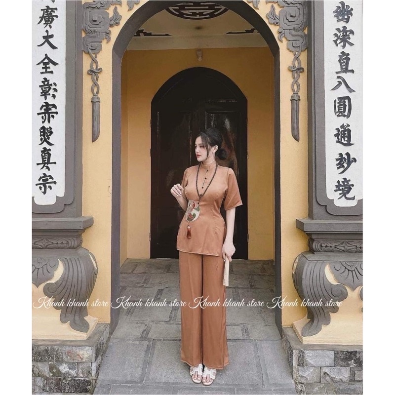 Đồ Lam Đi Chua Cao Cấp Đính Dây Ngoc May Mắn
