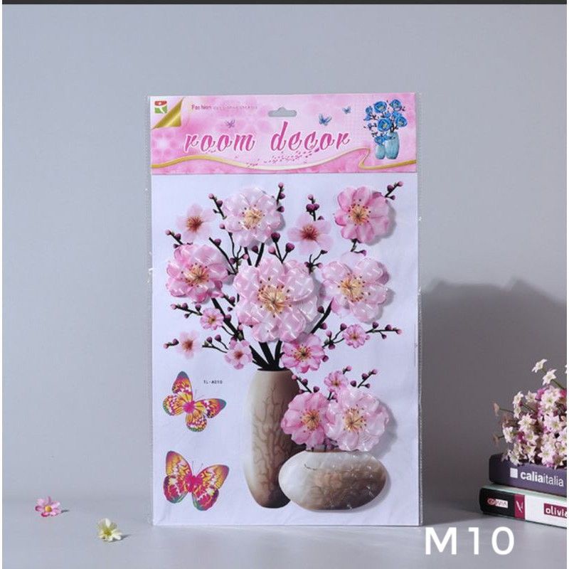 TRANH DÁN TƯỜNG 3D HÌNH BÌNH HOA SINH ĐỘNG