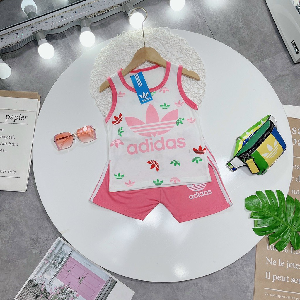 Quần Áo Trẻ Em Adidas Cộc Tay Cotton 100% Bộ Quần Áo Cho Bé Trai Và Bé Gái Từ 7 - 17 Kg