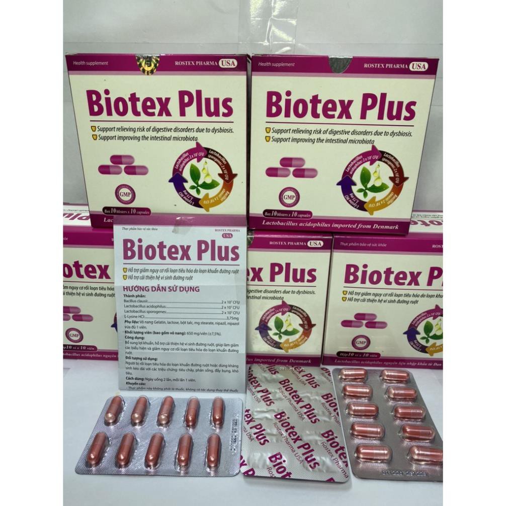 Biotex Plus men cân hằng hệ vi sinh đường ruột, giảm rối loạn tiêu hóa, tăng cường sức đề kháng, đi ngoài, phân sống