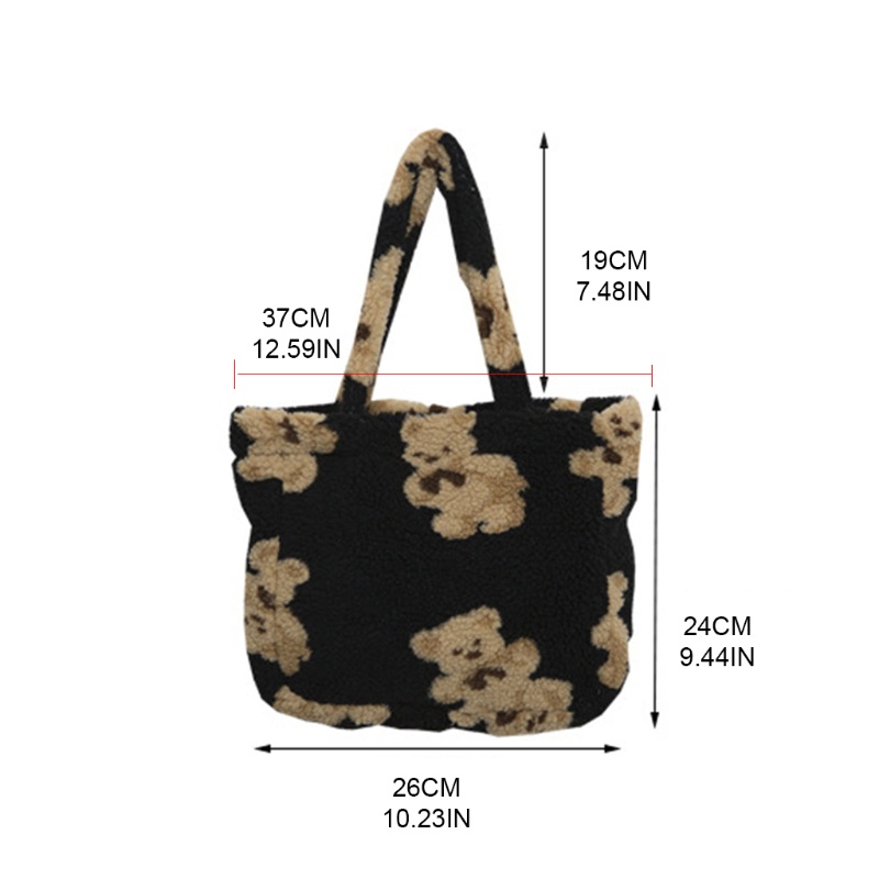 Túi Xách Đeo Vai Vải Canvas Thêu Hình Gấu Dễ Thương Cho Nữ