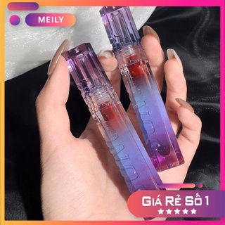 Hellostyle màu tím thủy tinh tráng gương son bóng mật ong màu xám hồng nước nhạt son bóng