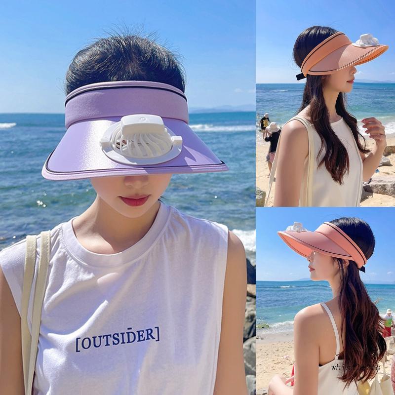 Mũ Chống Nắng Rỗng Chóp Điều Chỉnh Được Kèm Quạt Sạc USB Cho Hoạt Động Cắm Trại