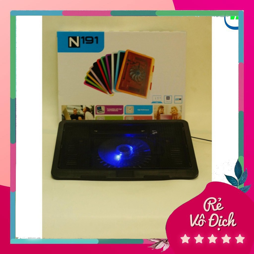 Đế tản nhiệt Laptop Cooling Pad N191 dùng cho 14 inch tớ 17inch, cực mát, đèn led