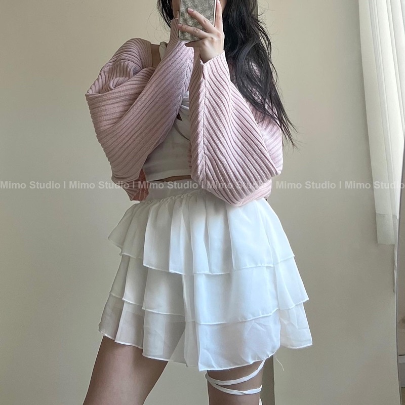 Cardigan bolero pink - Cherry cropped tee