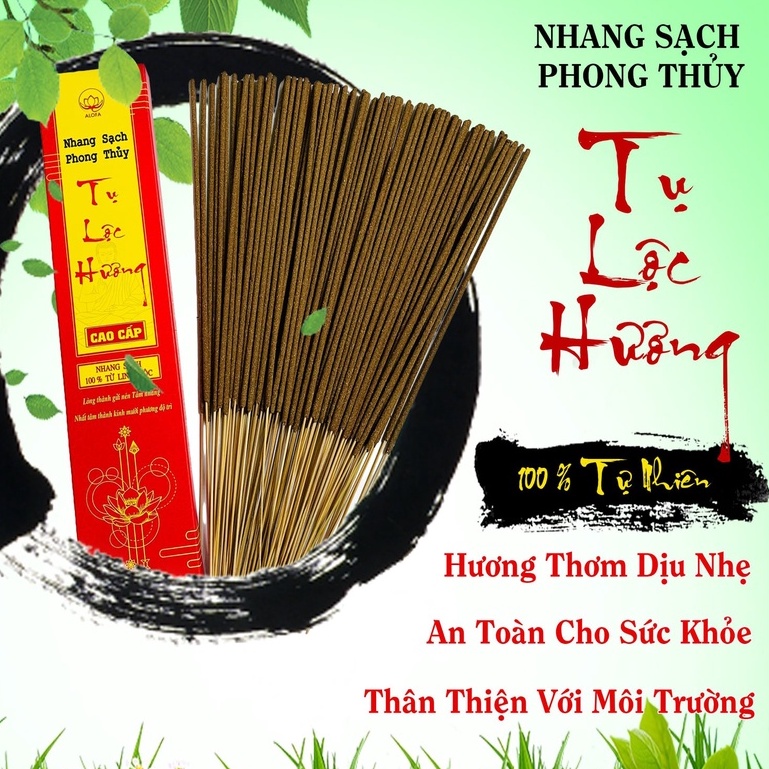 Nhang sạch tụ lộc hương an toàn ít khói, hương linh mộc tự nhiên không cuốn tàn dùng phòng máy lạnh Hộp 89 cây dài 35cm