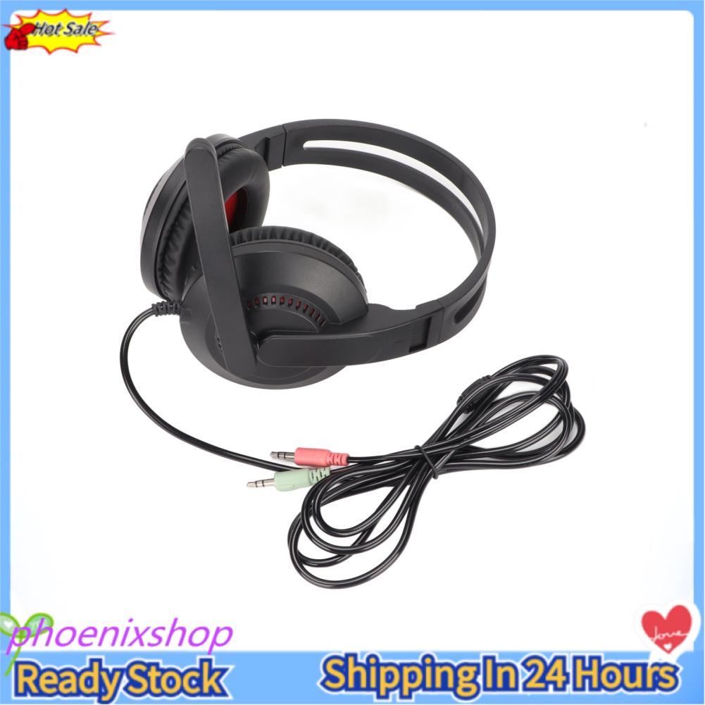 Phoenixshop Gaming Headset Mega Bass 3D Surround Sound Ergonomic Design 360 Degrees Mic Wired for Home Office