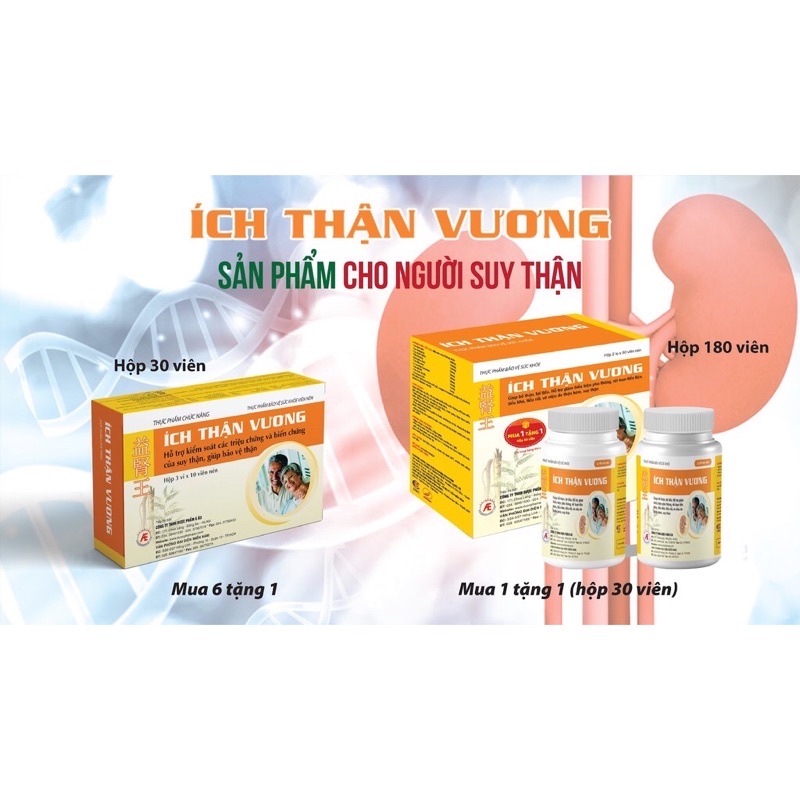 ✅ (CHÍNH HÃNG) Viên Uống ÍCH THẬN VƯƠNG mua 2 lọ 90v tặng 1 hộp 30v