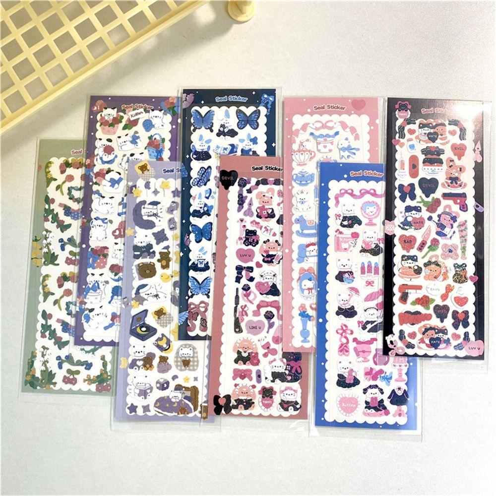 RAINBOW Sticker Laser Hình Động Vật Dễ Thương Dán Trang Trí Nhật Ký
