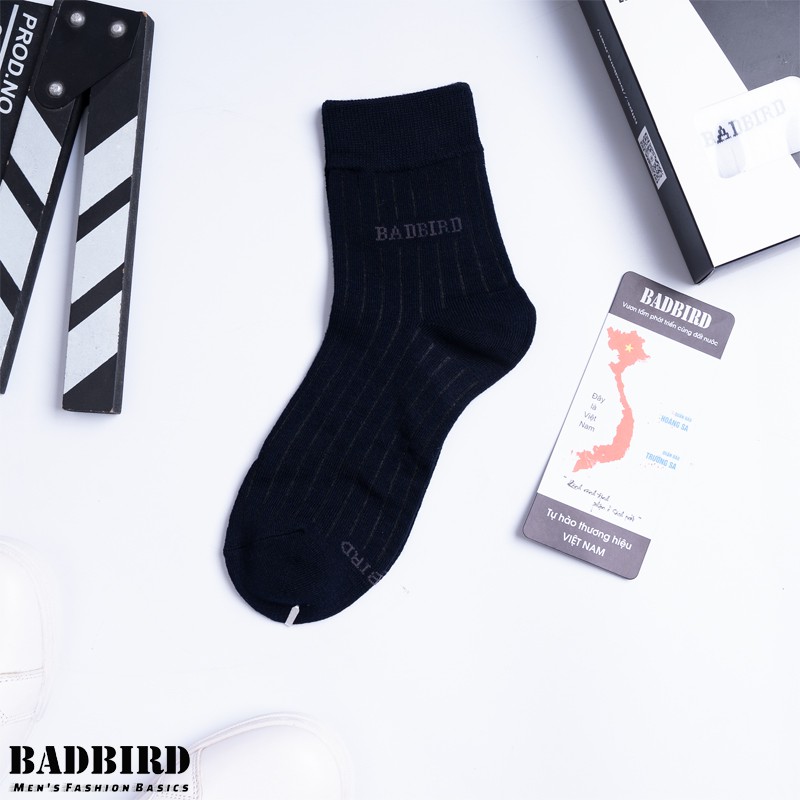 Set 3 Đôi Tất Nam cổ trung sợi tre Cao Cấp BADBIRD, kháng khuẩn, ngăn mùi, freesize, Thương hiệu Việt