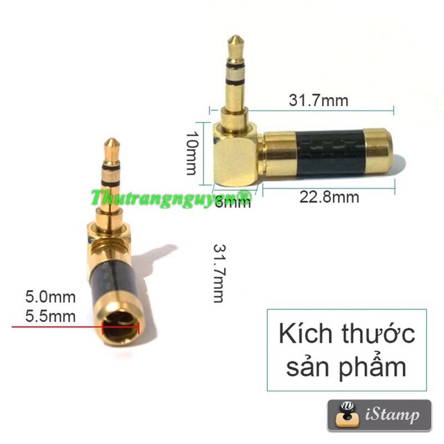 Jack 3.5mm,3 ly cong,bẻ góc thân cácbon đơn giá 1 chiếc