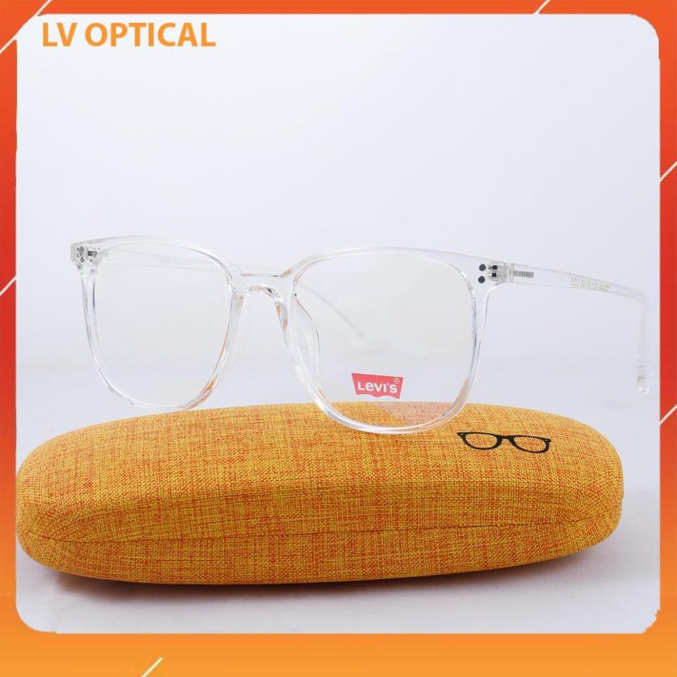 Gọng kính cận nhựa dẻo trong suốt Levi's lắp sẵn tròng 0 độ chống UV [01 đổi 01 trong 10 ngày đầu]