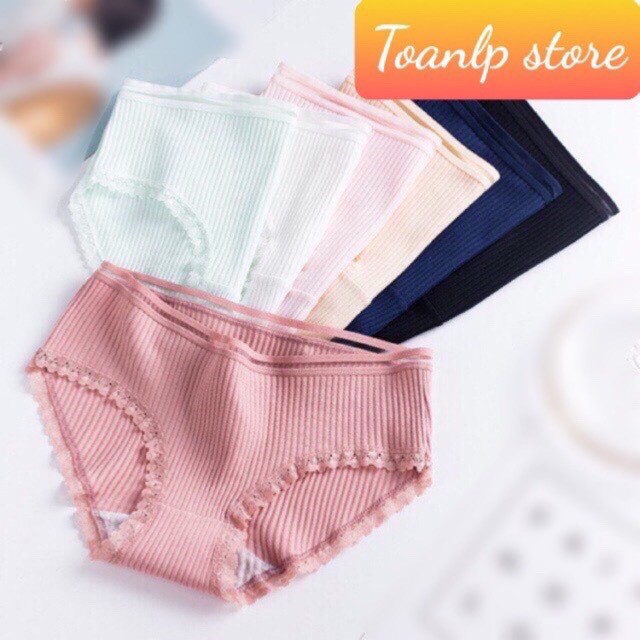 Quần Lót Nữ Gân Viền Ren Kháng Khuẩn Gợi Cảm_Tăm MS01