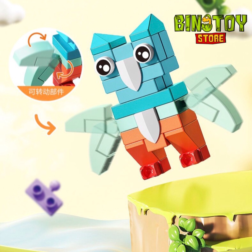 Bộ lego, ghép hình động vật cao cấp, size Duplo FEELO cho bé, 230, 330 và 460 chi tiết, BINO 079