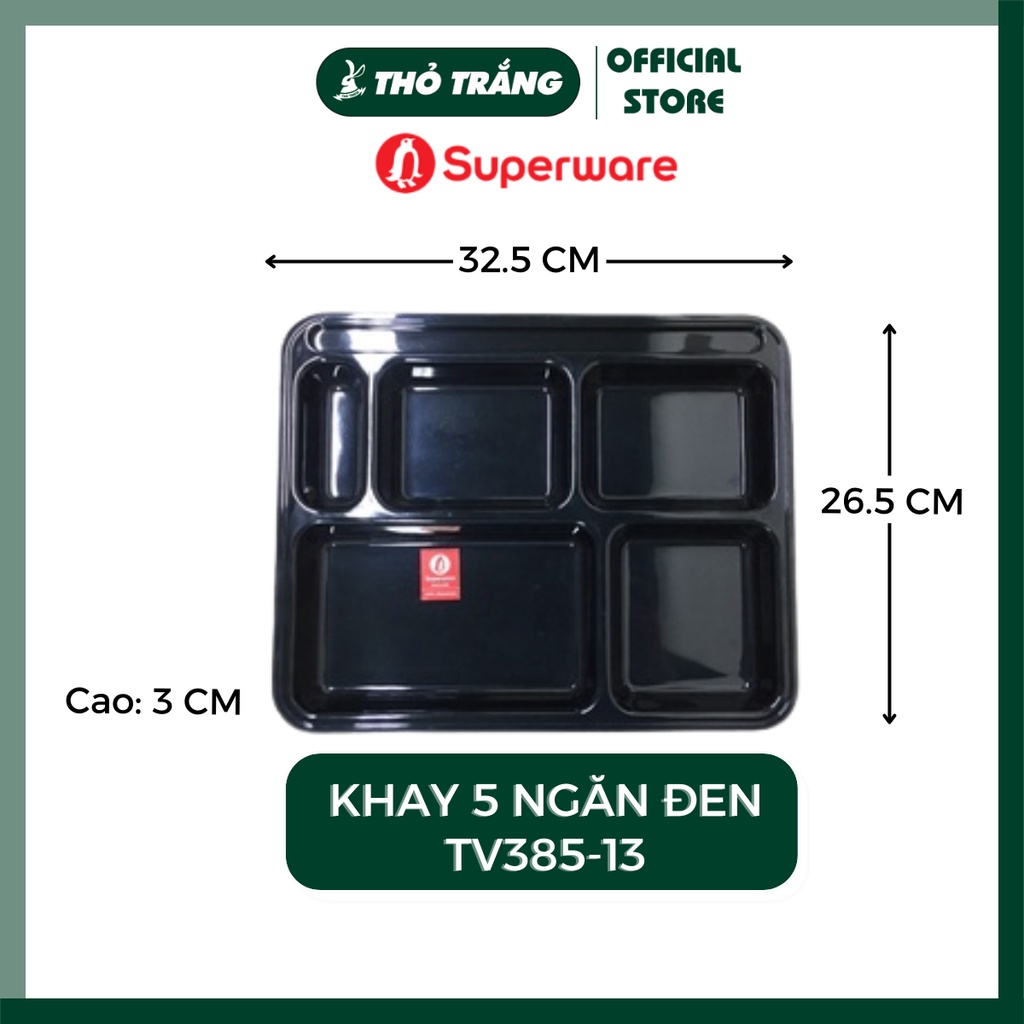 Khay 5 ngăn TV385-13 Srithaisuperware Thái Lan để cơm phần rất tiện lợi nhiều màu sắc
