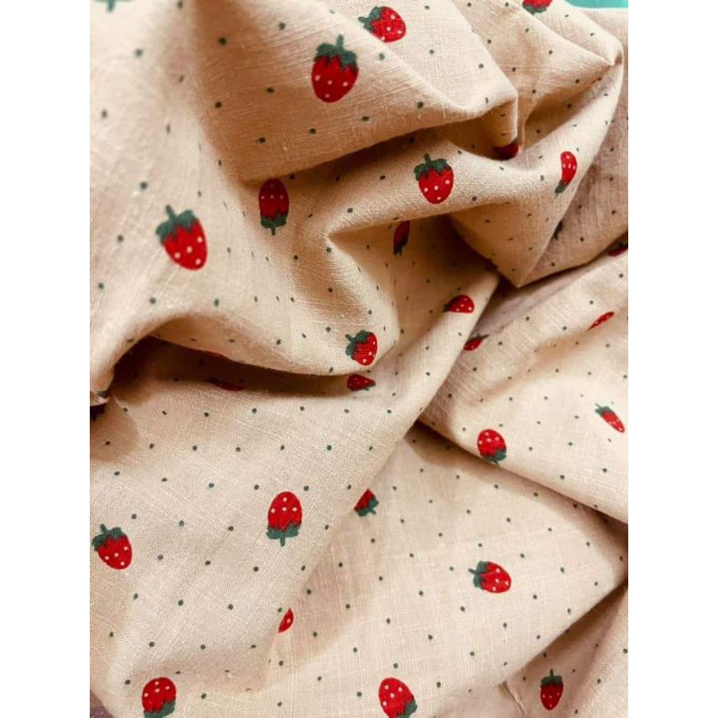 Vải thô linen dâu tây