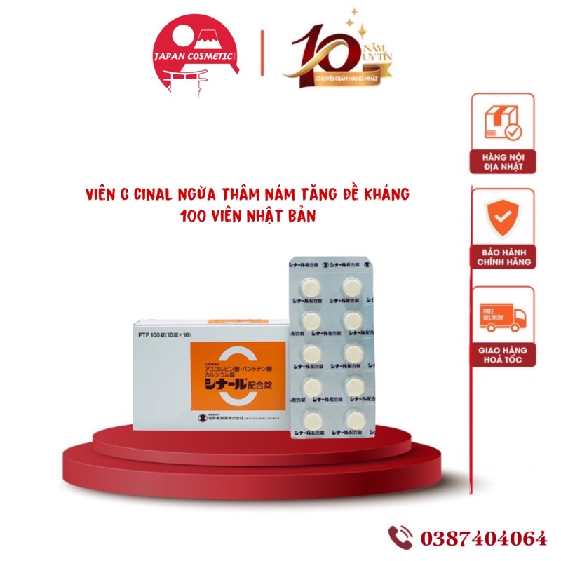 Viên uống Vitamin C TRẮNG DA, MỜ NÁM Cinal C Nhật Bản 100v