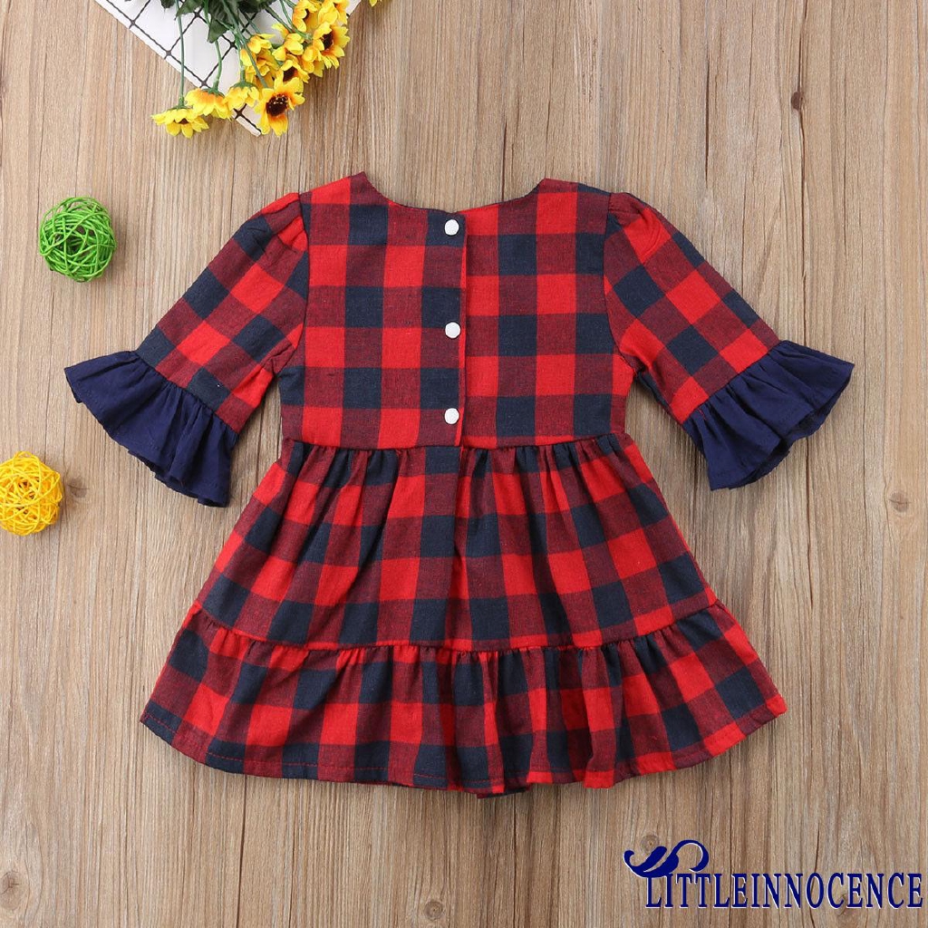 ❤XZQ-New Baby Kids Pageant Princess Party Dress Casual Plaids Girls Tutu Sundress Dresses