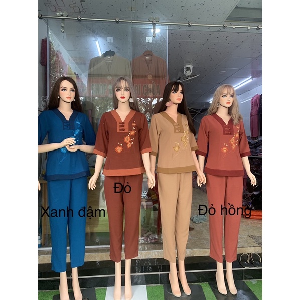 Đồ đi chùa _ đồ lam vải đũi thêu hoa